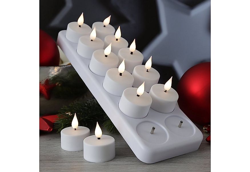 Adilina LED-Kerze LED Teelichter mit Ladestation wiederaufladbar flackernd günstig online kaufen