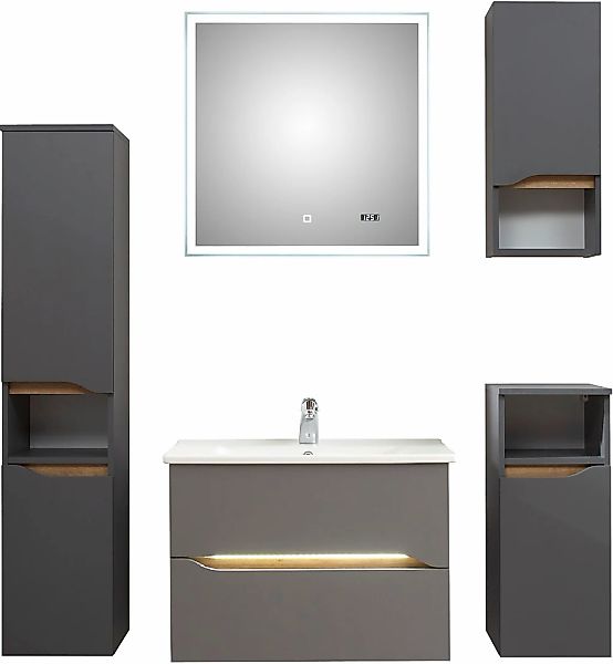 Saphir Badmöbel-Set "Quickset 5-teilig, Keramik-Waschtisch mit LED-Spiegel" günstig online kaufen
