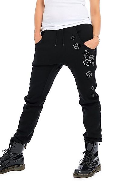 3Elfen Jogginghose Jogginghose Damen Winter schwarz Blumen grau by 3Elfen günstig online kaufen