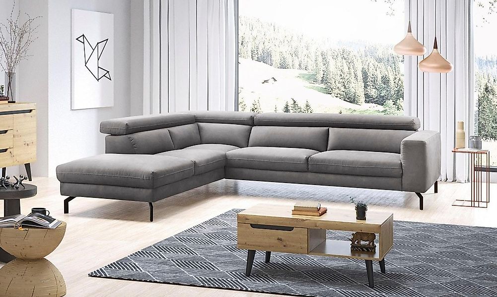 Places of Style Ecksofa »Olanta, L-Form«, mit verstellbaren Kopfstützen günstig online kaufen