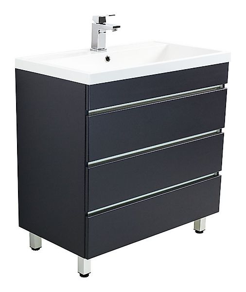 Magnolia Home Waschtisch Stand Badmöbel Via 80 anthrazit mit drei grifflose günstig online kaufen
