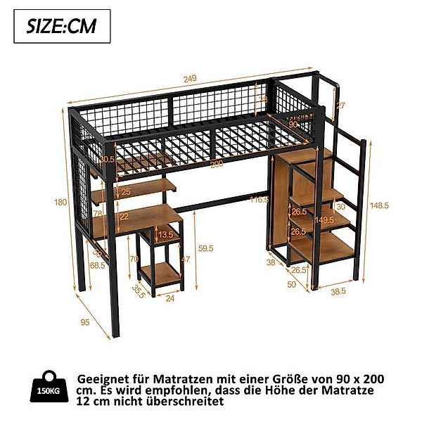 HAUSS SPOLE Metallbett 90x200 mit Sicherheitsleiter, Kleiderschrank und Com günstig online kaufen
