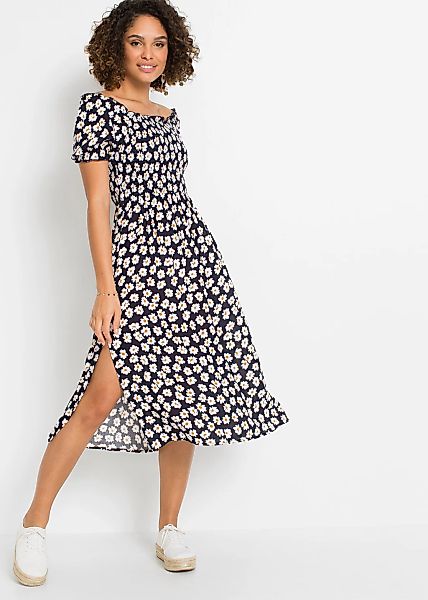 bonprix Midikleid für warme Tage, aus Viskose, ausgestellte Passform, mit S günstig online kaufen