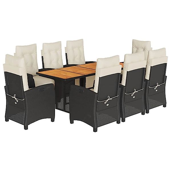 vidaXL 9-Tlg Garten-Essgruppe mit Kissen Schwarz Poly Rattan 3212935 günstig online kaufen