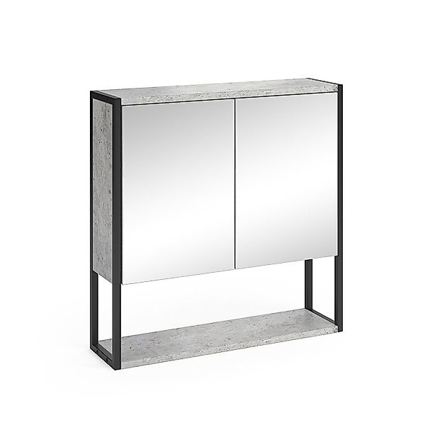 Vicco Badezimmerspiegelschrank Fyrk, Beton/Schwarz, 60 x günstig online kaufen