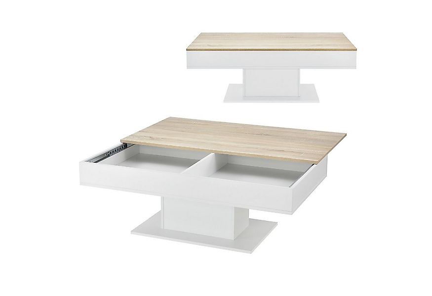 en.casa Couchtisch, »Lünen« Wohnzimmertisch 2 Staufächer 40x110x60cm Eiche- günstig online kaufen