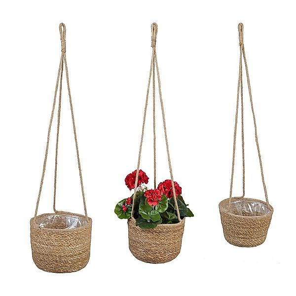 relaxdays Blumenampel Seegras Blumenampel 3er Set günstig online kaufen