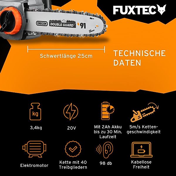 FUXTEC Akku-Kettensäge FX-E1KS20SET2 günstig online kaufen