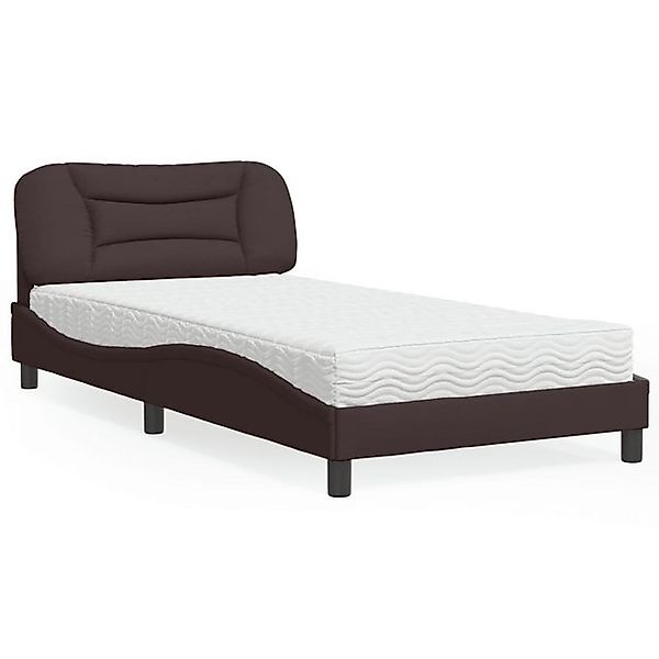 vidaXL Bett Bett mit Matratze Dunkelbraun 100x200 cm Stoff günstig online kaufen