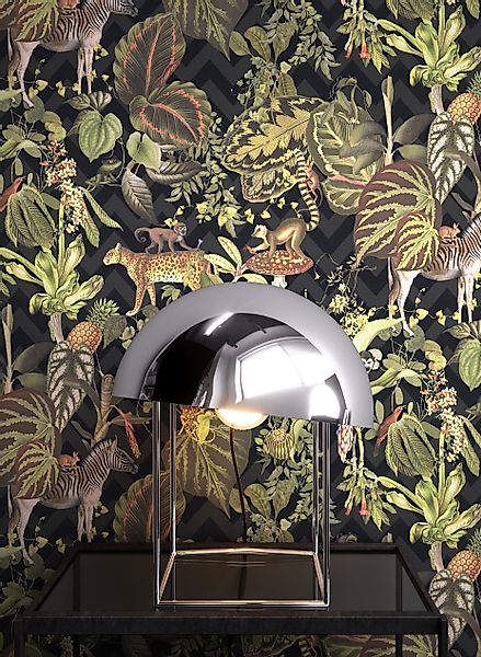 Newroom Vliestapete, Schwarz Tapete Floral Dschungel günstig online kaufen