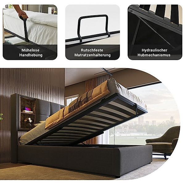 HAUSS SPOLE Polsterbett 90x200cm mit Kabellosem Laden USB C, Stauraum mit M günstig online kaufen