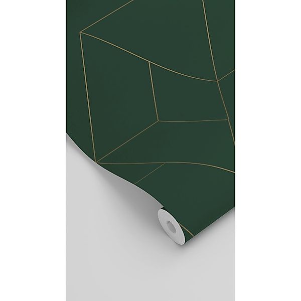 ESTAhome Tapete Grafische Linien Grün und Gold 50 x 900 cm 139948 günstig online kaufen