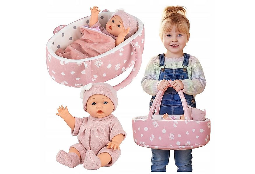 Kinderplay Dolls & Strollers Babypuppe Puppe mit Tragebett – Erste Babypupp günstig online kaufen