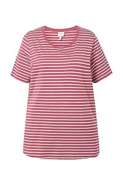 Ulla Popken Pyjamaoberteil Pyjamashirt Ringel Rundhals günstig online kaufen
