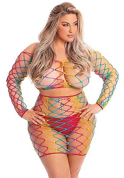 Pink Lipstick Lingerie Shirt & Rock Regenbogen Top und Rock Plus Size Überg günstig online kaufen