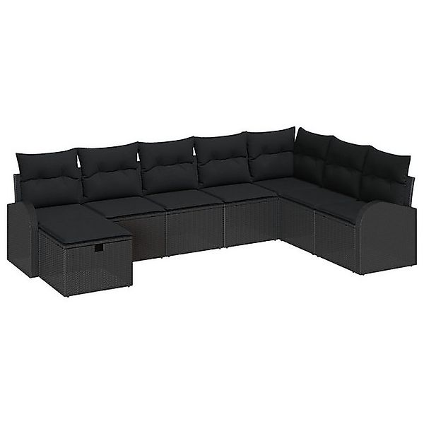 vidaXL Loungesofa 8-teiliges Garten-Sofa-Set mit Kissen Schwarz Poly-Rattan günstig online kaufen