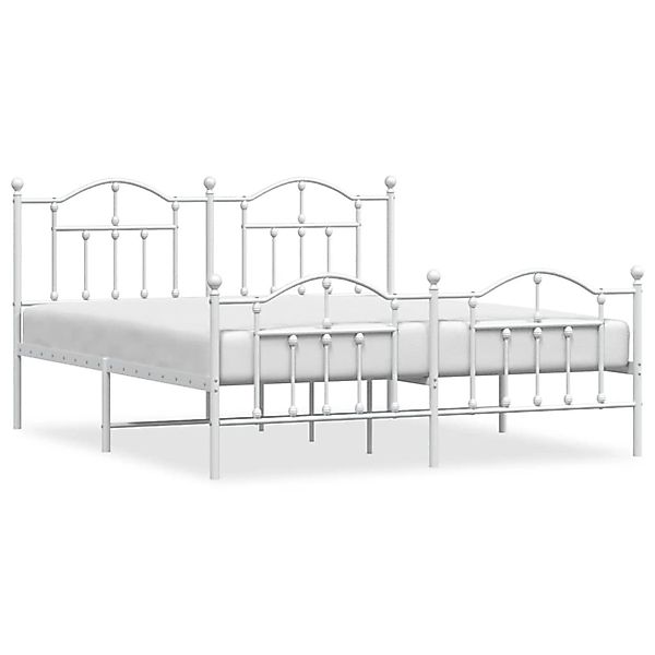 vidaXL Bettgestell, Bettrahmen mit Kopf- und Fußteil Metall Weiß 160x200 cm günstig online kaufen