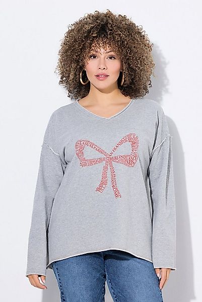 Ulla Popken Sweatshirt Sweatshirt Schleife Oversized V-Ausschnitt Langarm günstig online kaufen