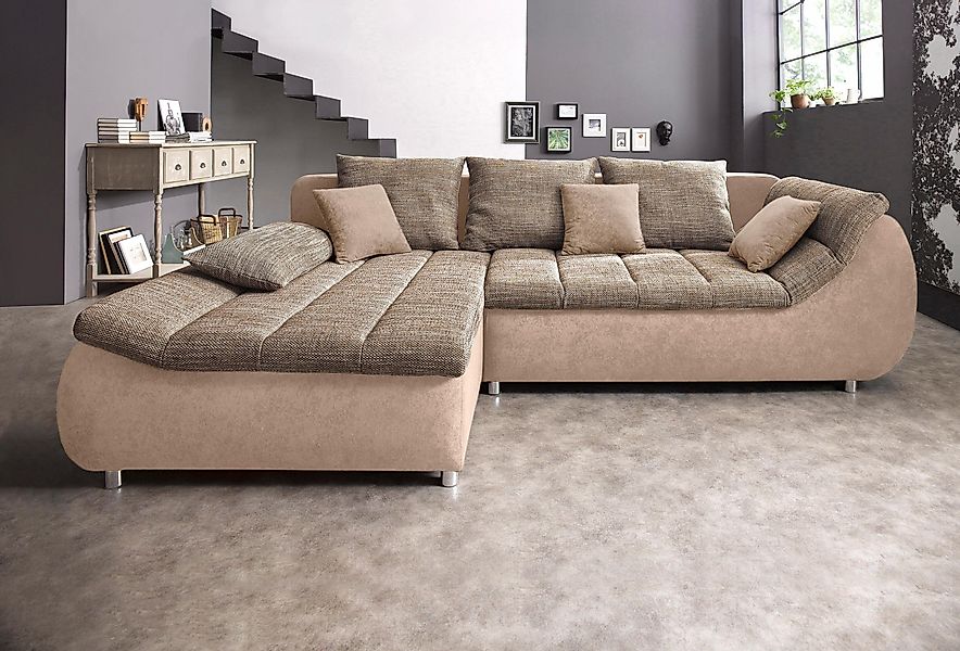INOSIGN Ecksofa "Imola elegant und bequem, aktuelle Steppung im Sitz, L-For günstig online kaufen