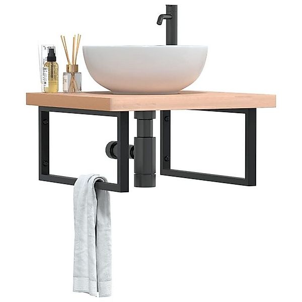 vidaXL Waschbeckenschrank Waschbeckenregal Wandmontage Stahl und Massivholz günstig online kaufen