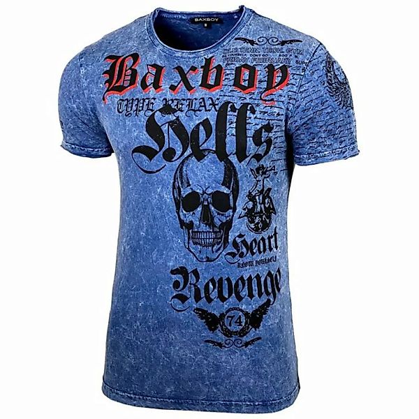 Baxboy T-Shirt Baxboy T-Shirt Oil Washed Totenkopf mit All-Over Print günstig online kaufen