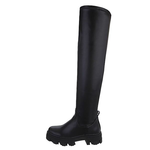 Ital-Design Damen Freizeit Overkneestiefel Blockabsatz Overknees günstig online kaufen