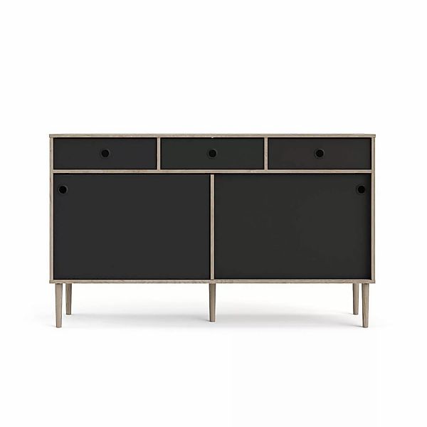 ebuy24 Penny Sideboard 2 Schiebetüren und 3 Schubladen Hickory-Dekor und Ma günstig online kaufen