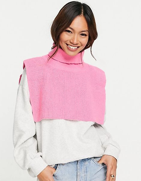 Topshop – Latz-Pullover aus Strick in Rosa mit Polokragen günstig online kaufen