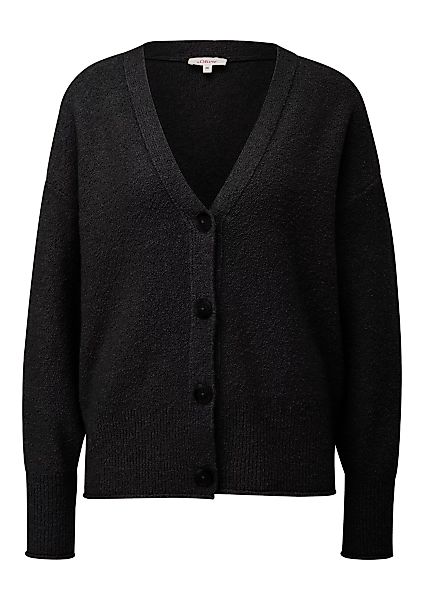 s.Oliver Strickjacke Strickjacke aus Baumwoll-Bouclé Rippblende günstig online kaufen