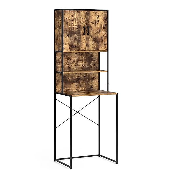 Vicco Waschmaschinenumbauschrank Fyrk, Eiche rustikal/Schwarz, 64 x 189 cm günstig online kaufen