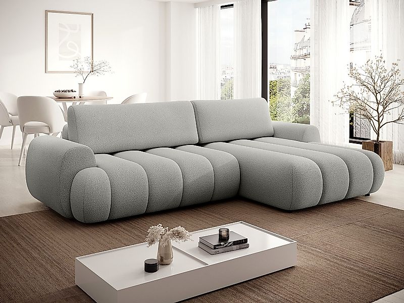 Ecksofa mit Schlaffunktion - Ecke rechts - Stoff - Hellgrau - FRIDORA günstig online kaufen