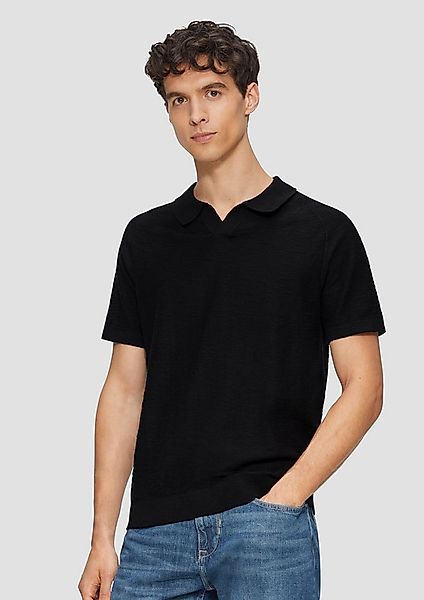 s.Oliver Kurzarmshirt Strickpullover Gestricktes Poloshirt mit Flammgarnstr günstig online kaufen