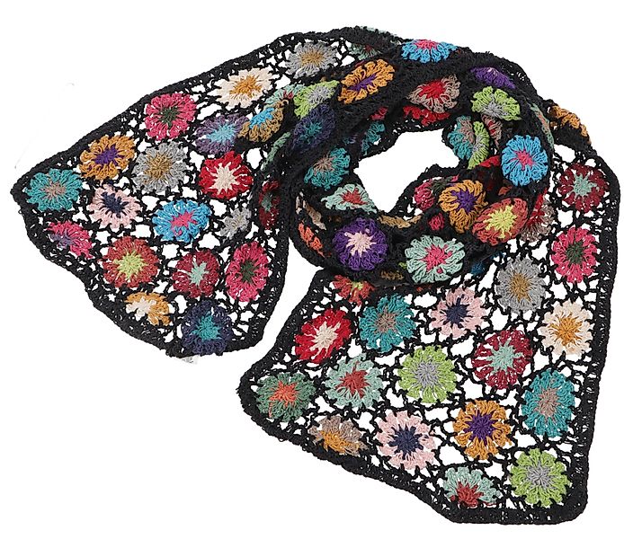Guru-Shop Halstuch Häkelschal mit bunten Blümchen, günstig online kaufen