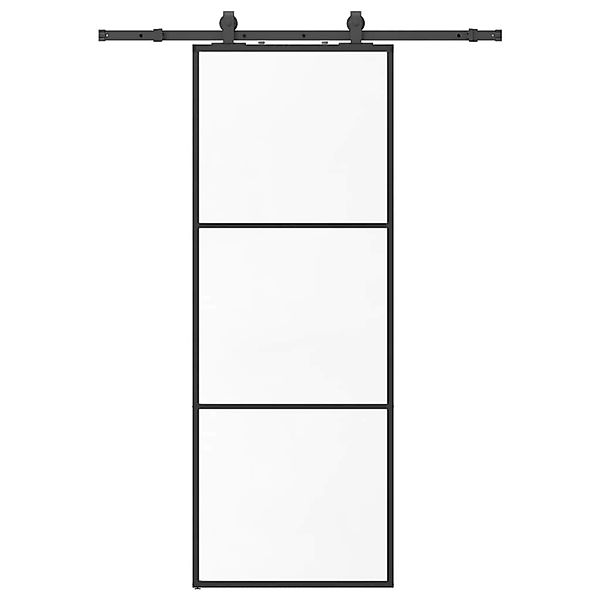 vidaXL Schiebetür mit Beschlag Schwarz 76x205 cm ESG-Glas 3375901 günstig online kaufen