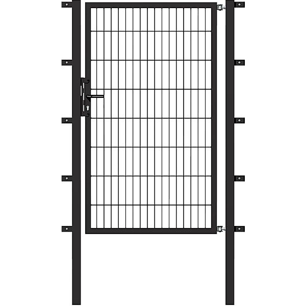 Metallzaun Einzeltor für Doppelstabmatte Anthrazit 180 cm x 100 cm günstig online kaufen
