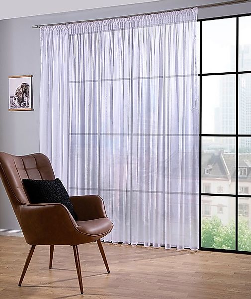 DecoHome24 Gardine Leinen (1 St), Kräuselband, halbtransparent günstig online kaufen