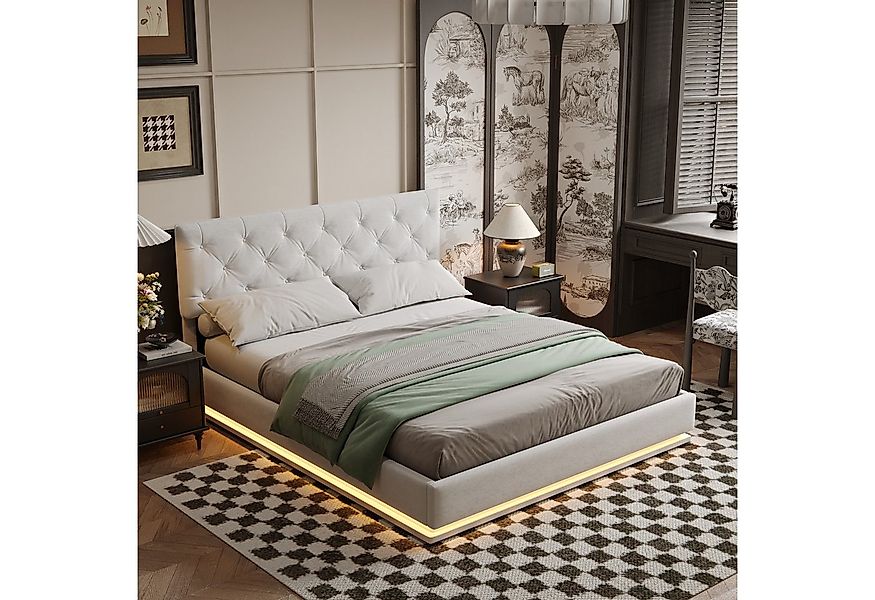 PXloue Stauraumbett Polsterbett LED hydraulisches Doppelbett, Hydraulisches günstig online kaufen