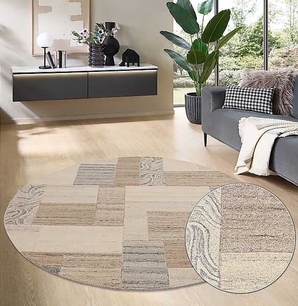 THEKO Wollteppich Lola, Wolle, handgearbeitet, Patchwork günstig online kaufen