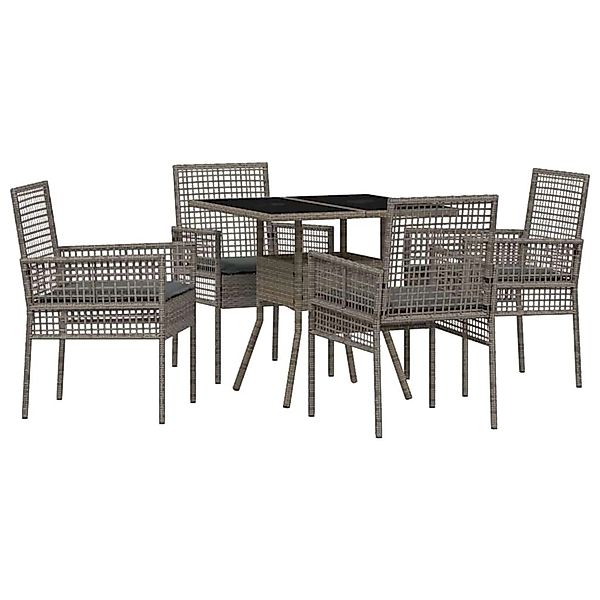 vidaXL Garten Essgruppe 5-Tlg Grau Poly Rattan 3334928 günstig online kaufen