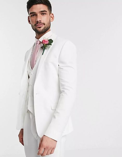 ASOS DESIGN Wedding – Sehr enge Anzugjacke in Weiß günstig online kaufen