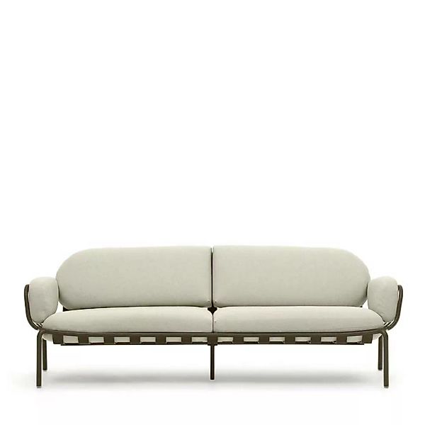 Lounge Sofa modern in Creme und Graugrün Untergestell aus Aluminium günstig online kaufen