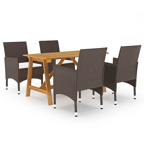 vidaXL 5-Tlg Garten-Essgruppe mit Kissen Braun 3095888 günstig online kaufen