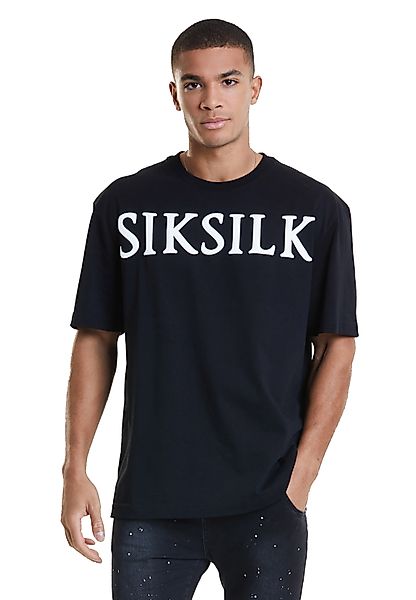 SikSilk Herren T-Shirt DROP SHOULDER RELAXED FIT TEE SS-19490 Black White S günstig online kaufen