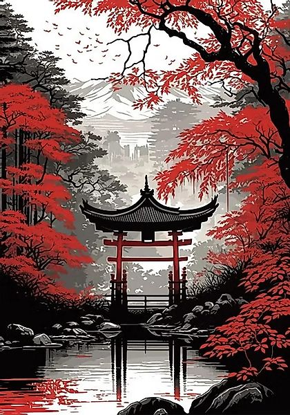 TPFLiving Kunstdruck OHNE RAHMEN, Japanische Landschaften, günstig online kaufen