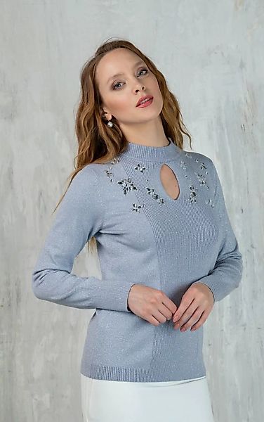 Passioni Strickpullover mit hohem Halsausschnitt mit Schlüssellochdetail un günstig online kaufen