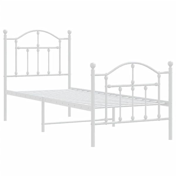 vidaXL Bettgestell mit Kopf- und Fußteil Metall Weiß 75x190 cm 353496 günstig online kaufen