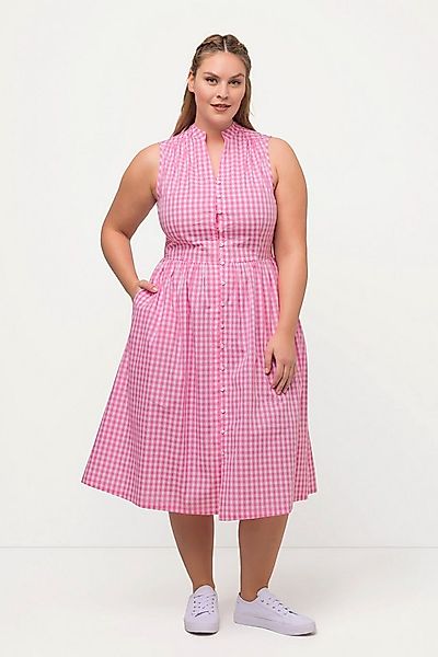 Ulla Popken Midikleid Trachtenkleid Karo V-Ausschnitt Taschen ärmellos günstig online kaufen