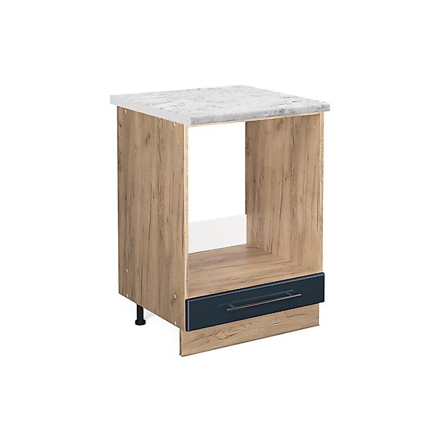 Vicco Herdumbauschrank Fame-Line Dunkelblau Hochglanz/Goldkraft Eiche 60 cm günstig online kaufen