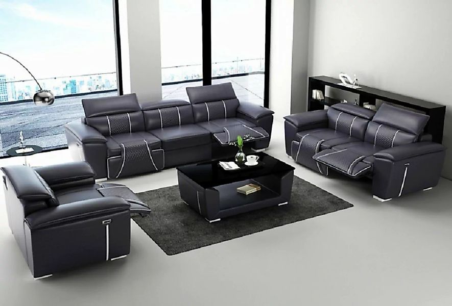 JVmoebel Sofa Luxus 2x 3 Sitzer mit Möbel Couch Ledersofa Textil Gruppe, Ma günstig online kaufen