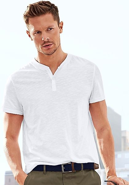 H.I.S Henleyshirt Kurzarmshirt mit Henleykragen, strukturierte günstig online kaufen